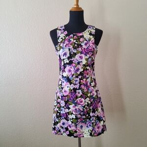 LF Millau Black Multicolor Floral Mini Dress Size M New
